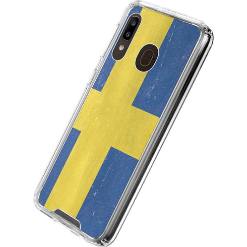 Sweden Flag Distressed Galaxy A30 Clear Case
